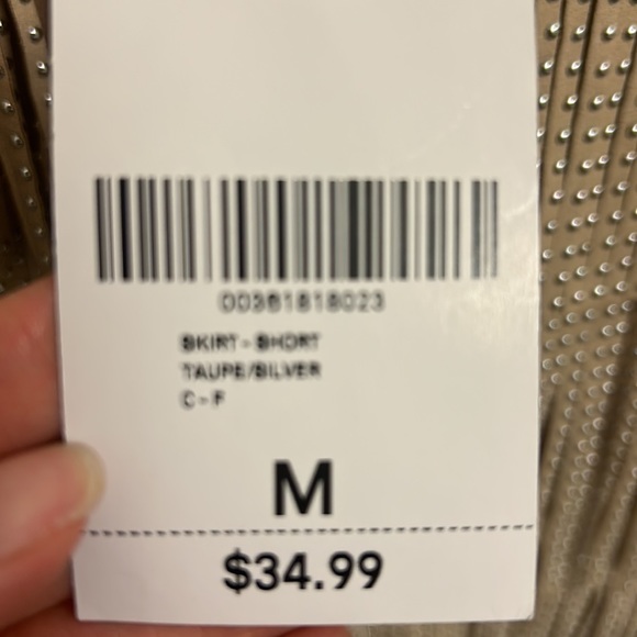 Cute Forever 21 faux suede taupe silver beaded fringe mini skirt, size M. NWT - Picture 6 of 6